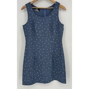 Vintage IZ California Chambray Dress Sleeveless Mini Dainty Floral Size 11‎